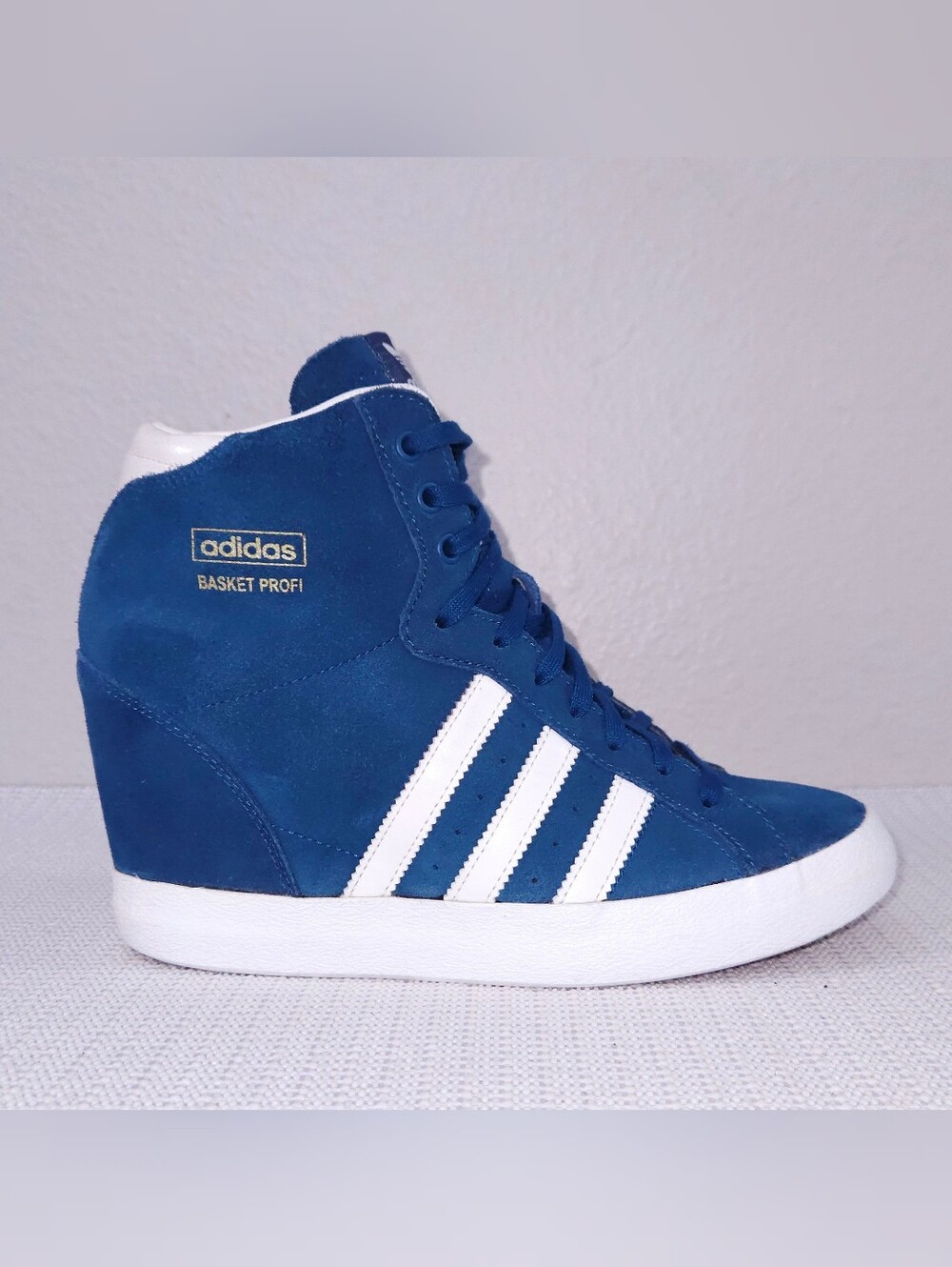 ADIDAS Hidden Wedge Basket Profi Blue Suede Sneakers US 8